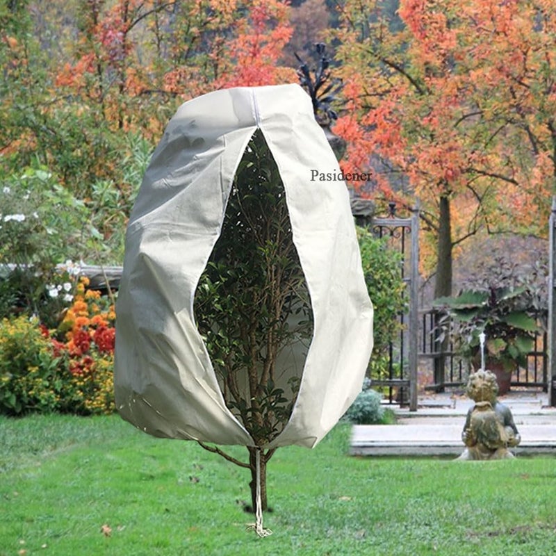 Pasidener Plant Covers Freeze Protection 3 Packs 45" x40" 2.2oz Tree Covers Frost Plant Covers Freeze Cloth for Outdoor Plants with Zipper Drawstring - Image 5